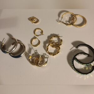 7 pair hoop Earrings, Harajuku